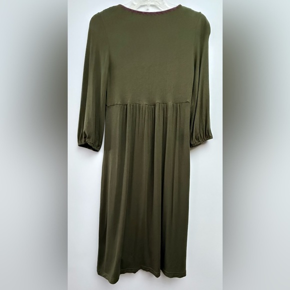 Fossil Olive Green Midi Dress with 3/4 Sleeves - Picture 3 of 7